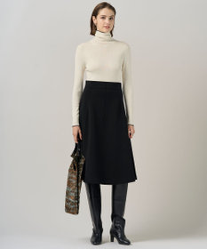 ICB 【洗える】 シルキーウールダブルフェイス ニットフレアスカート