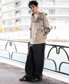 WEGO ジャガードグラフィックニットZIPパーカー