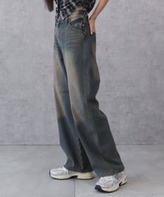 WEGO 【新色追加/美脚/XSSMLサイズ展開】ストレートデニムパンツ