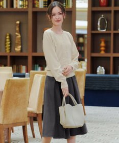 Tiaclasse 【新色追加・洗える】ウール調タックフレアスカート