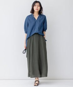 23区 【洗える】LIBECO フレア ロングスカート