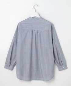 J.PRESS LADIES L ストライプ×エンブロイダリー バンドカラー ブラウス