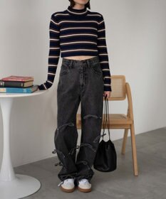 WEGO リブハイネックショートニット