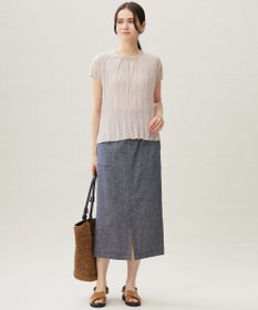 自由区 S 【洗える】ジョーゼットプリーツコンビ カットソー