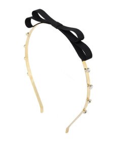 Maison de FLEUR グログランリボンメタルビジューカチューシャ