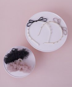 Maison de FLEUR グログランリボンメタルビジューカチューシャ