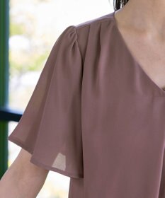 Tiaclasse 【洗える】シフォンフレアスリーブブラウス