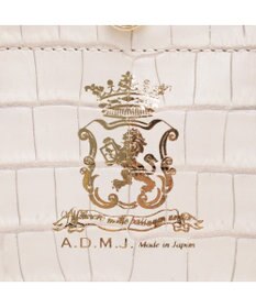 A.D.M.J. 【牛革】クロコ型押しキューブトート21cm(ショルダーストラップ付)