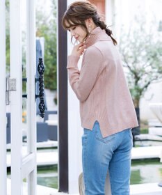 Tiaclasse L 【洗える】もっちり柔らかいリブタートルプルオーバーニット