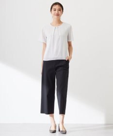 J.PRESS LADIES 【着丈が選べる・セットアップ対応・洗える・撥水・防汚】コットンFITTYシャーク ワイド アンクル パンツ