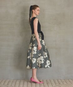 GRACE CONTINENTAL ドットボタニカルジャガードドレス