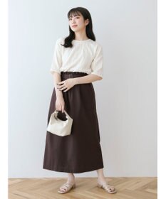Green Parks 綿麻混バックルベルト付タイトスカート