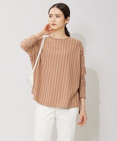 ICB L 【洗える】ヴィスコースワイド ストライプ柄プルオーバー