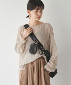 russet カラビナ付き ソフトレザー横長ポーチ(Z-218)