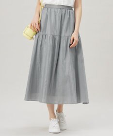 自由区 【洗える】ブライトシアーシャンブレー スカート シルバー