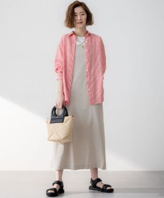 23区 【洗える】リネンレーヨンストレッチ  Iライン キャミソール ワンピース