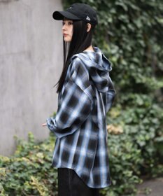 WEGO フードチェックシャツ