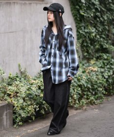 WEGO フードチェックシャツ