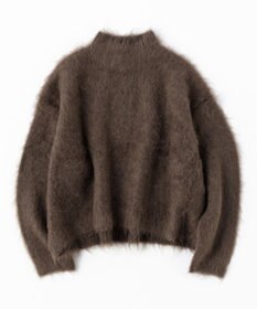 UNFILO 【洗える】アルパカシャギー ハイネッククロップドニット