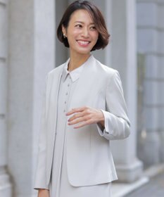 J.PRESS LADIES L 【セットアップ対応】セラテリーダブルクロス ノーカラー ジャケット