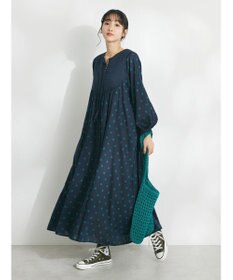 CRAFT STANDARD BOUTIQUE インド綿混キルト切替花柄ワンピース