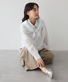 CRAFT STANDARD BOUTIQUE 【2点SET】スカーフ付きシアーストライプシャツ