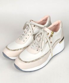 Dominic3 ヒールアップ グリッタートリム サイドジップスニーカー