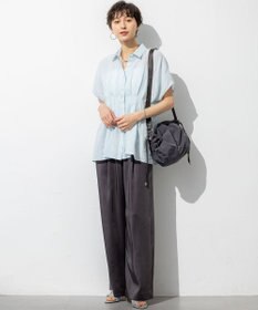 23区 【Oggi9月号掲載/撥水加工】スムースサテン タック ワイド パンツ