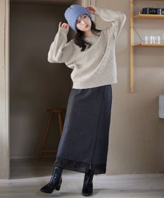 Tiaclasse 【洗える】メランジヘリンボーンツイードスカート