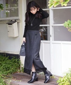 Tiaclasse 【洗える】メランジヘリンボーンツイードスカート