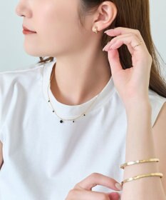 Phoebe <オンワード限定セット>カラージェムステーションワンポイントネックレス×2ラインテクスチャーワイドカフバングル