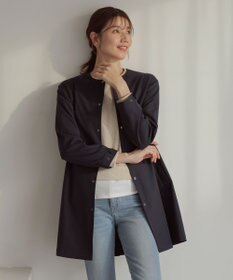 J.PRESS LADIES 【洗える・撥水】ドライツイルストレッチ ノーカラー コート