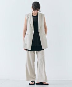 BEIGE， 【洗える】CAROLE / リネンライクフルレングスワイドパンツ