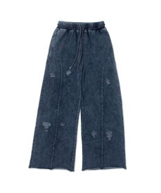 WEGO 【ウエストゴム】ヴィンテージウォッシュスウェットワイドパンツ