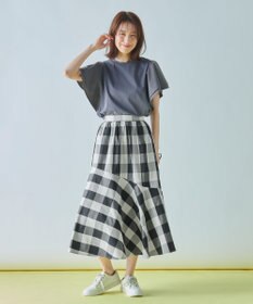 ANY L 【洗濯機可能/ウエストゴム】ビックチェックマーメイドスカート