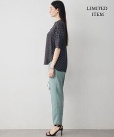 ICB 【新色追加・WEB限定】BackSatinAmunzen 5分袖キーネックブラウス