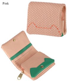 tsumori chisato CARRY エンボスメッシュ 2つ折り財布 ミニ財布 ネコステッチ