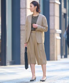 自由区 【XSサイズ～/洗える/セット可】キュプラリネンシャンタン ノーカラージャケット