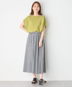 ANY 【ウエストゴム】シャンブレーライクフレアスカート