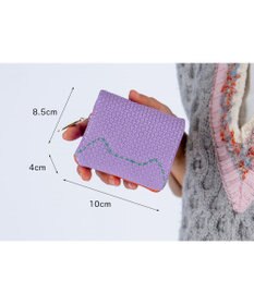 tsumori chisato CARRY エンボスメッシュ 2つ折り財布 ミニ財布 ネコステッチ