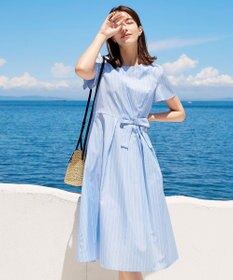 Tiaclasse 【洗える】ストライプアシンメトリーリボンワンピース