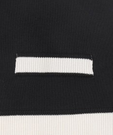 Feroux 【洗える】バイカラーハーフスリーブ カーディガン