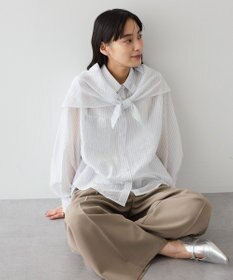 CRAFT STANDARD BOUTIQUE 【2点SET】スカーフ付きシアーストライプシャツ