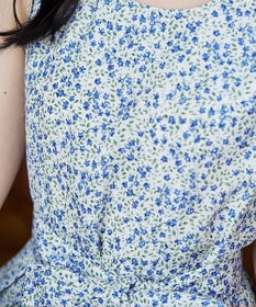 Tiaclasse 【洗える】大人華やかなノースリーブ花柄ワンピース