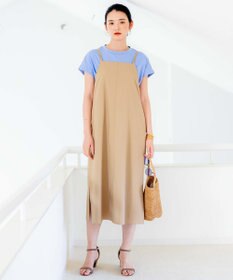 組曲 【洗える・シワになりにくい】リネン混オックスストレッチ キャミワンピース