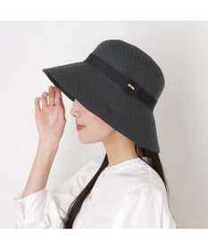 MOONBAT 【1級遮光/遮熱】FURLA(フルラ)クッションリボン ペーパーブレード 広つばハット 帽子 チャーム付き