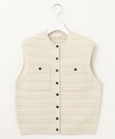 自由区 S 【洗える】テクスチャーコットンブレンドニット ベスト