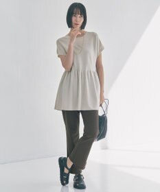 UNFILO L スゴ機能美ニット フレンチスリーブ ペプラム
