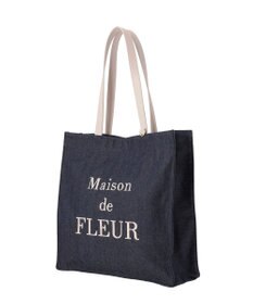 Maison de FLEUR デニムブランドロゴスクエアトートバッグ