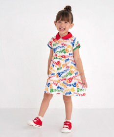 MIKI HOUSE HOT BISCUITS 【80-120cm】 カラフルロゴ ポロシャツワンピース